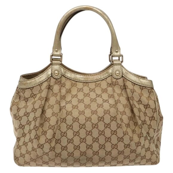GUCCI GG Canvas Hand Bag Beige Gold 211944 Auth 135993 - Picture 2 of 16